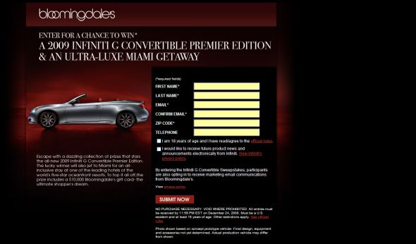 Bloomingdale’s Vanity Fair Infiniti Sweepstakes