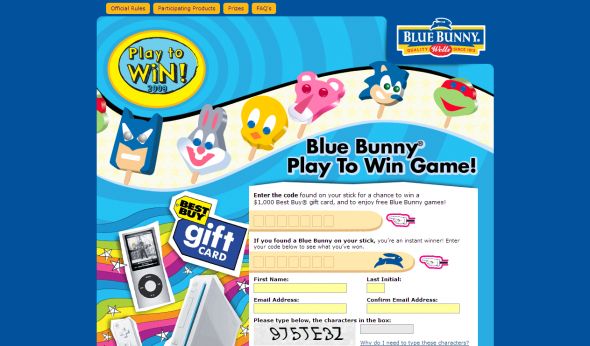 Blue Bunny Play to Win Promotion
