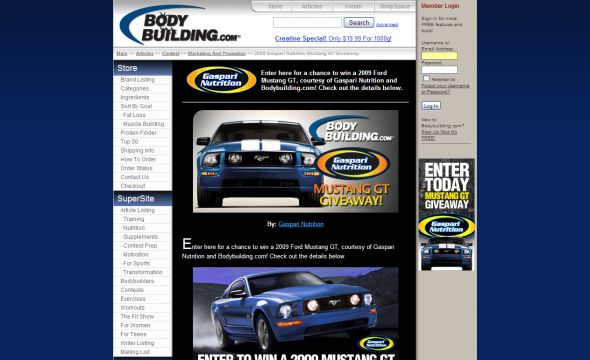 Gaspari Nutrition Ford Mustang GT Giveaway Sweepstakes