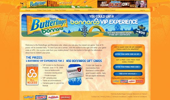 Butterfinger Bonnaroo Instant Win Game Butterfinger Bonnaroo Instant Win Game