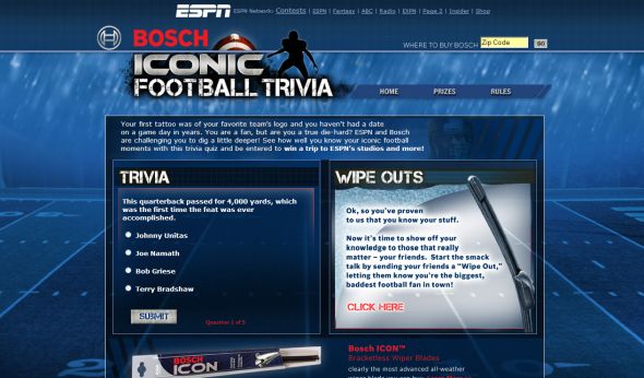 Bosch Iconic Football Trivia Sweepstakes