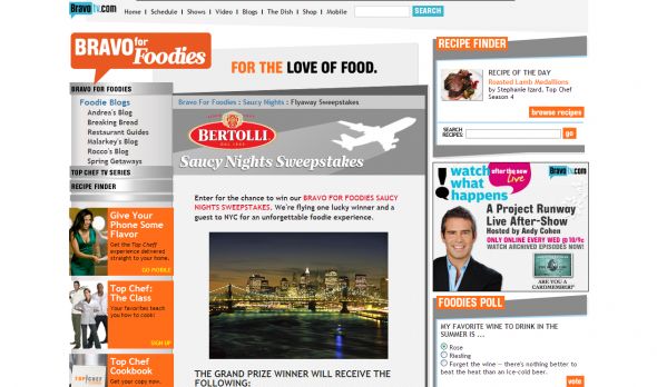 Bravo For Foodies Saucy Nights Sweepstakes