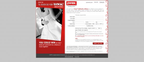 PYREX Til Death Do You Rock Sweepstakes