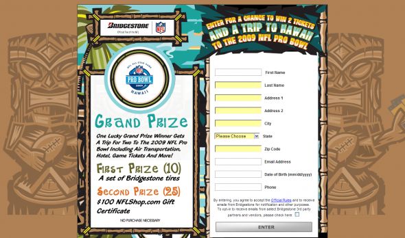 You Could Win a Trip to the 2009 NFL Pro Bowl Sweepstakes
