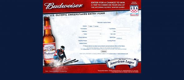 Budweiser U.S. Olympic Sweepstakes