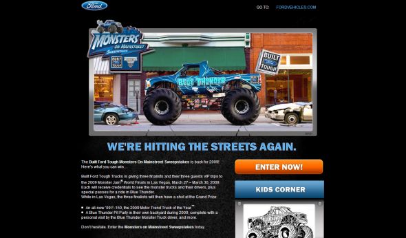Ford Truck Monsters on Mainstreet Sweepstakes
