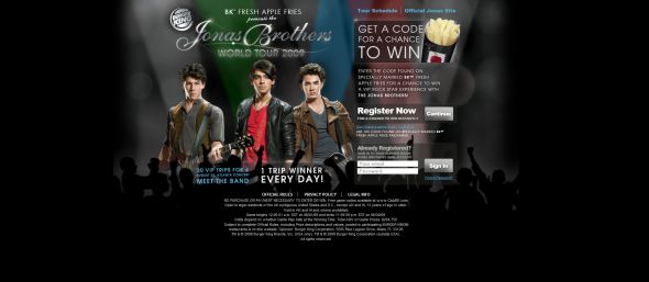 Burger King Jonas Brothers Game