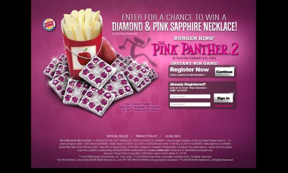 Burger King Pink Panther 2 Game