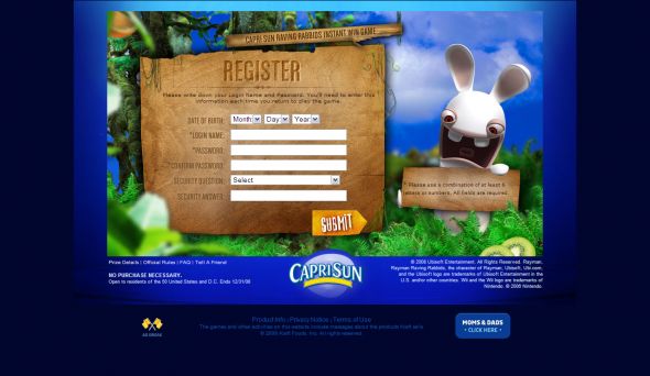 Capri Sun Rayman Raving Rabbids Game