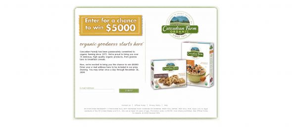 Cascadian Farm $5000 Sweepstakes
