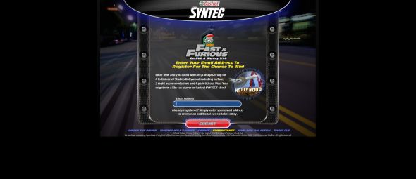 Castrol SYNTEC Feel the Power Fast & Furious DVD Sweepstakes
