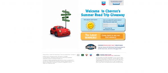 Chevron Summer Road Trip Giveaway Instant Win Game
