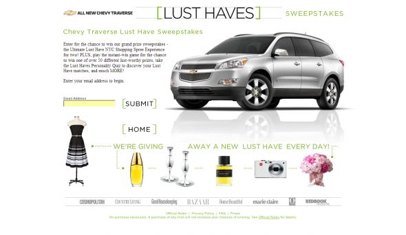 Chevy Traverse Lust Haves Sweepstakes