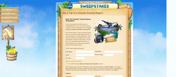 Chiquita Tropical Getaway Sweepstakes
