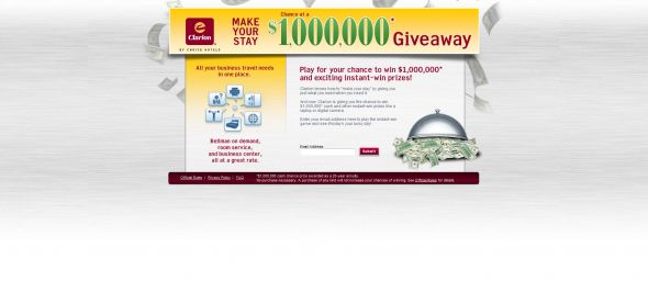 Clarion Hotels Make Your Stay Chance at a Million Dollars Giveaway