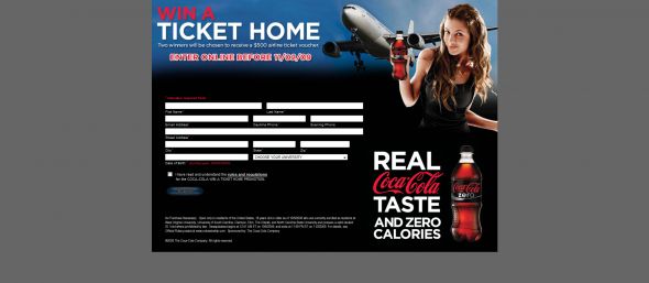 Coca-Cola Win a Ticket Home Promotion