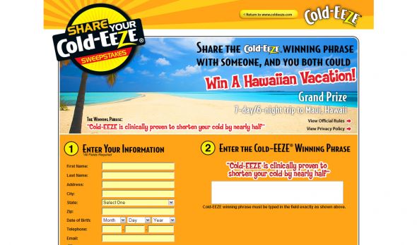 Share Your Cold-EEZE Sweepstakes