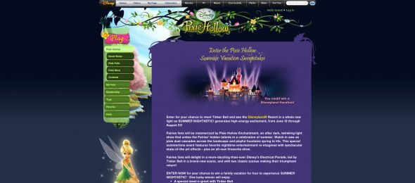 Pixie Hollow Summer Vacation Sweepstakes