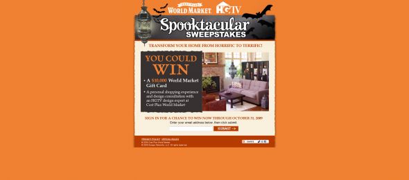 Cost Plus World Market and HGTV Spooktacular Sweepstakes