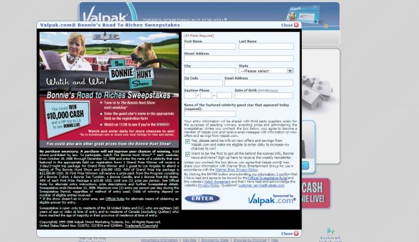 Bonnie’s Road To Riches Sweepstakes