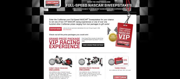 Craftsman.com Full Speed NASCAR Sweepstakes