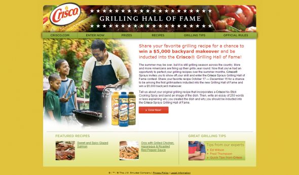 Crisco Cooking Sprays Grilling Hall of Fame Contest