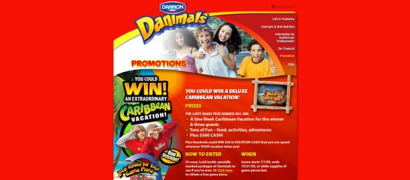 Dannon Danimals Extraordinary Caribbean Vacation Sweepstakes
