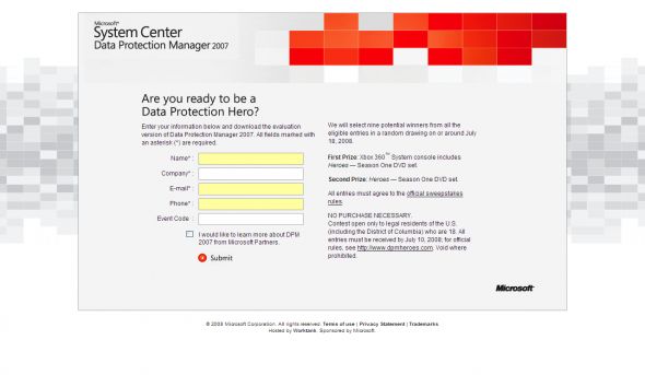 Microsoft Get Protected with DPM Sweepstakes