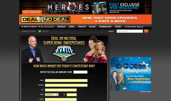 Deal Or No Deal – Win a Trip to The Super Bowl Sweepstakes