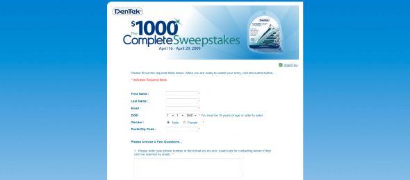 DenTek $1000 Complete Sweepstakes