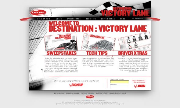 Delphi’s Victory Lane Sweepstakes & Game Promotion