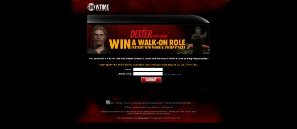 Dexter the Game Win a Walk on Role Instant Win Game & Sweepstakes