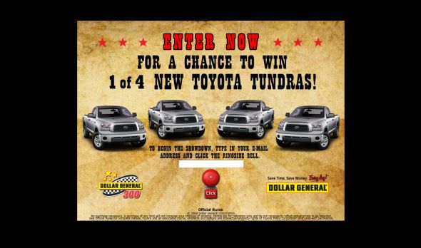The DG 300 Toyota Tundra Showdown Sweepstakes
