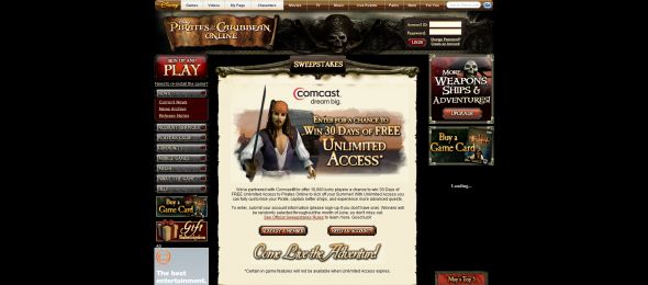 Disney’s Pirates of the Caribbean Online Sweepstakes