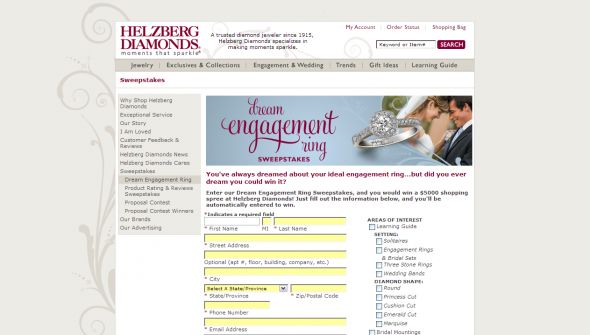 Helzberg Diamonds – 2008 Dream Engagement Ring Sweekstakes Helzberg Diamonds – 2008 Dream Engagement Ring Sweekstakes
