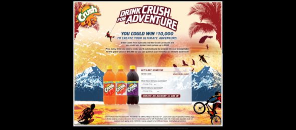 2009 Crush Soda Drink Crush For Adventure Sweepstakes And Game