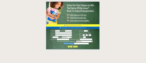 TheFabricofOurLives.com Back to School Sweepstakes