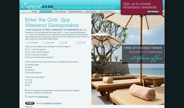 Allergan Girl’s Spa Weekend in LA Sweepstakes