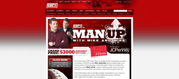 Man Up with Mike & Mike Sweepstakes on ESPN Radio presented by JC Penney