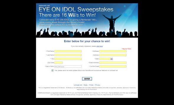 Comcast.net Eye On Idol Sweepstakes