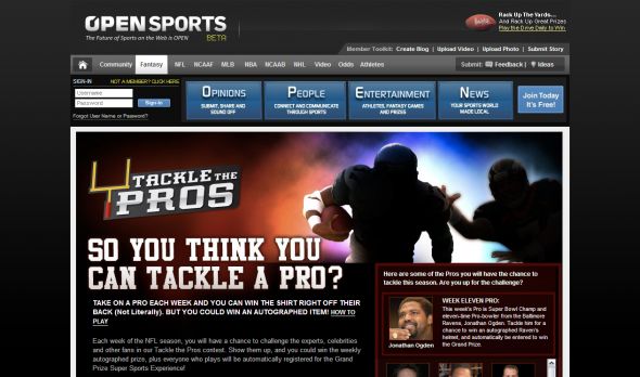 Open Sports Tackle the Pros Fantasy Football Contest