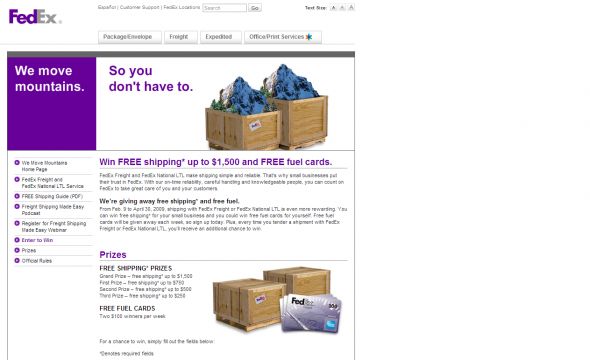 FedEx Freight and FedEx National LTL Free Shipping Sweepstakes