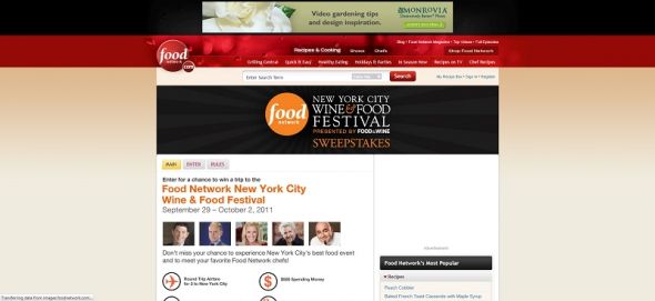Food Network NYC Wine & Food Festival Sweepstakes Food Network NYC Wine & Food Festival Sweepstakes