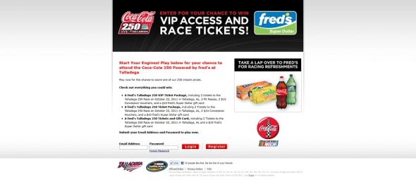 fred’s Talladega 250 Instant Win Game fred’s Talladega 250 Instant Win Game