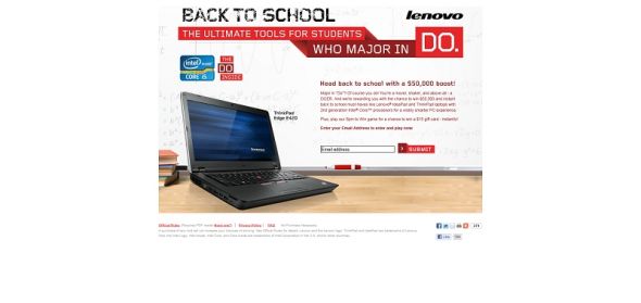 Lenovo $50,000 Sweepstakes and Instant Win Game Lenovo $50,000 Sweepstakes and Instant Win Game