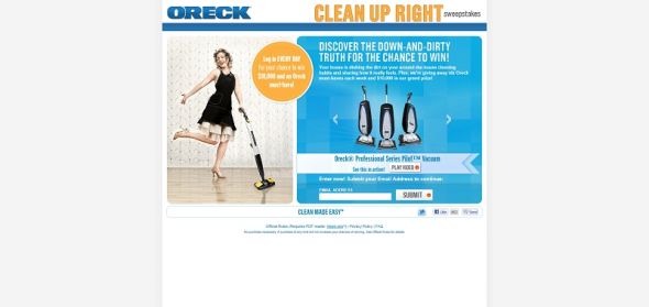 Oreck Clean Up Right Sweepstakes Oreck Clean Up Right Sweepstakes