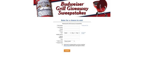 Budweiser Grill Giveaway Budweiser Grill Giveaway