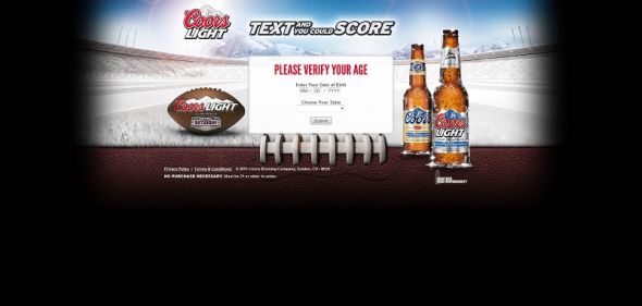 Coors Light Text and Score Sweepstakes Coors Light Text and Score Sweepstakes