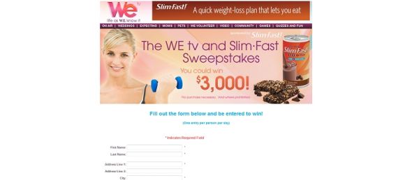 WE tv and Slim Fast Sweepstakes WE tv and Slim Fast Sweepstakes