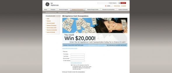 GE Appliance Cash Sweepstakes GE Appliance Cash Sweepstakes